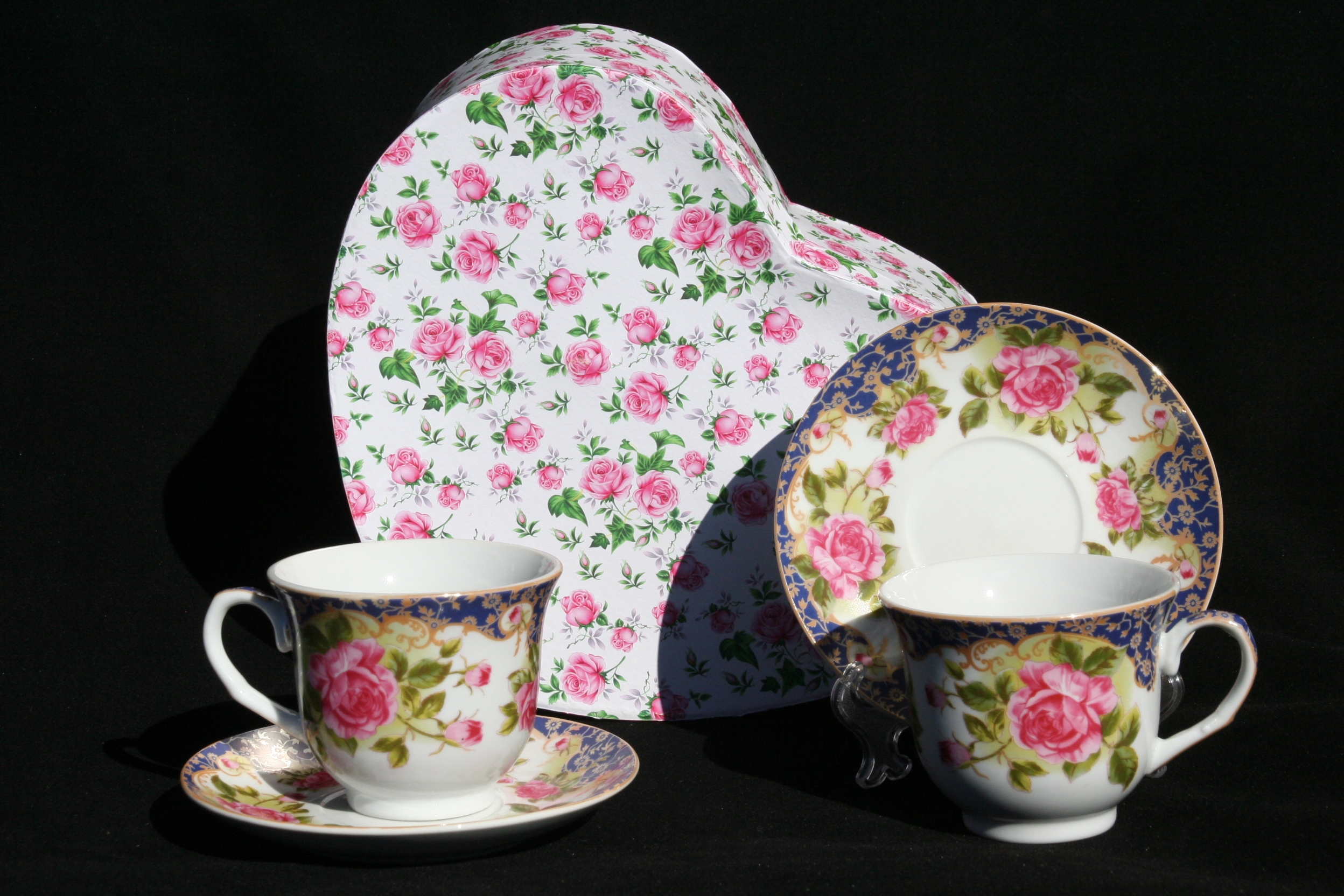Pink Rose Cavalier 2 Cup & Saucer Set
